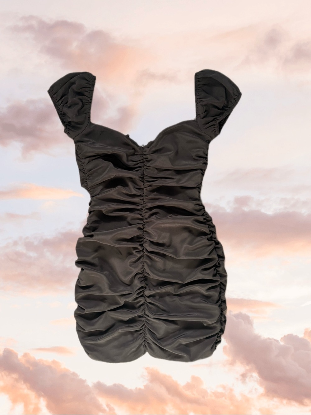 Tiger Mist Black Ruched Mini Dress